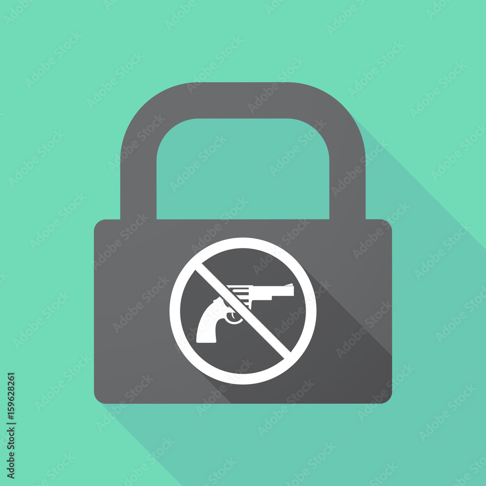 Long shadow lock with a gun in a not allowed signal Long shadow lock with a gun in a not allowed signal