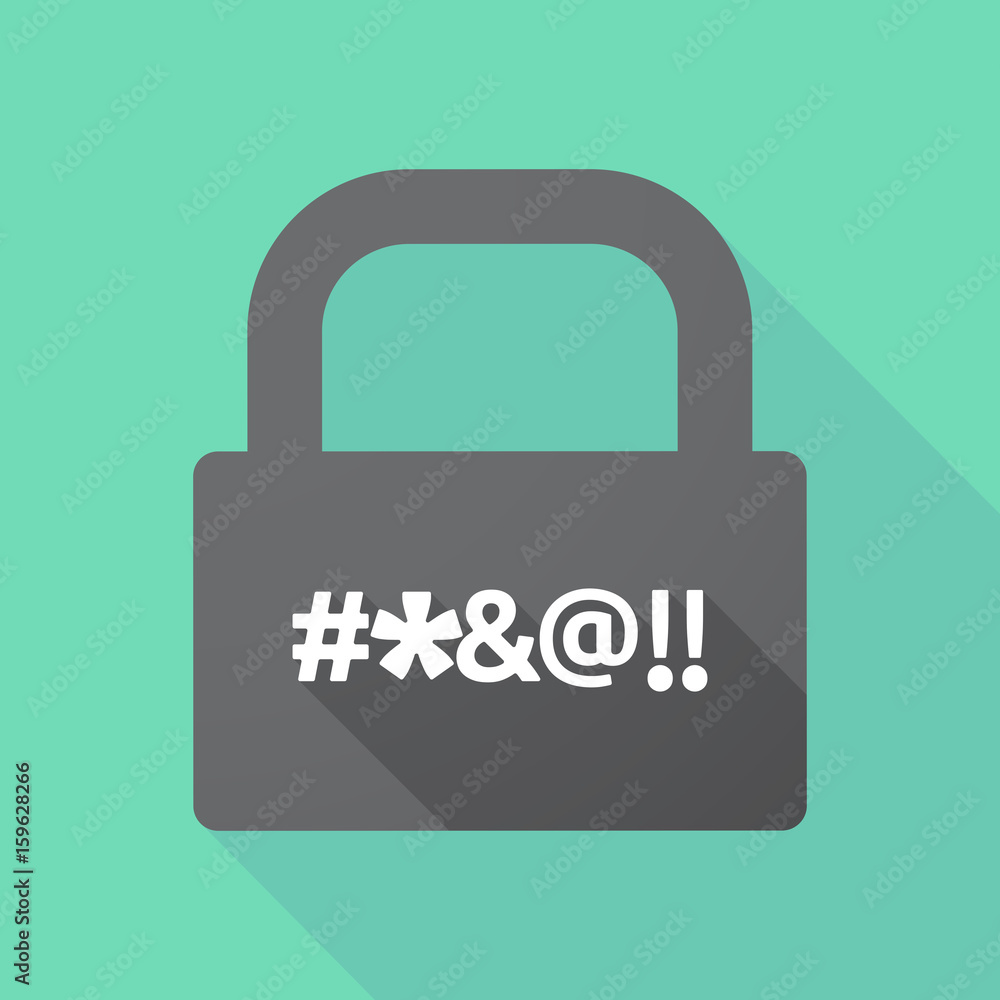 Long shadow lock with a cursing text Long shadow lock with a cursing text