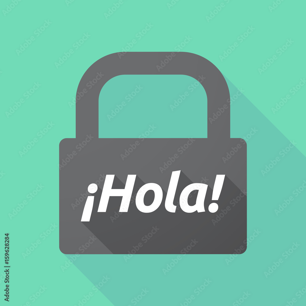 Long shadow lock with the text Hello! in spanish language Long shadow lock with the text Hello! in spanish language