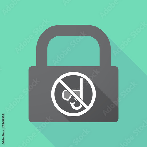 Long shadow lock with  a diving glasses and a snorkel  in a not allowed signal