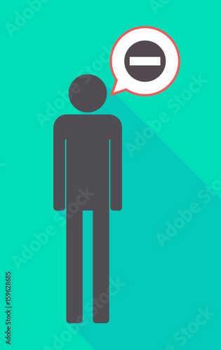 Long shadow male pictogram with  a no trespassing signal