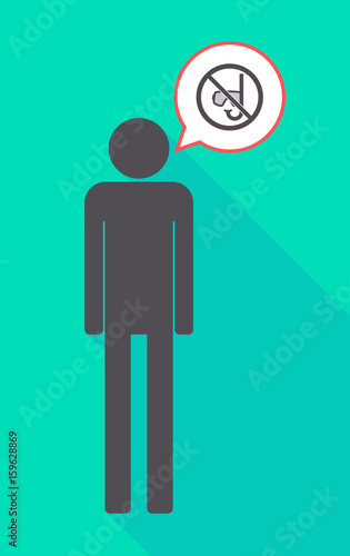 Long shadow male pictogram with  a diving glasses and a snorkel  in a not allowed signal