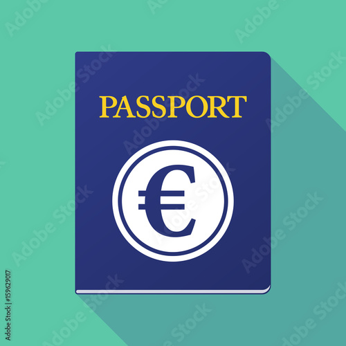 Long shadow passport with  an euro coin