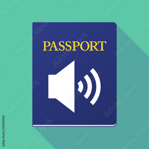 Long shadow passport with  a speaker volume sign