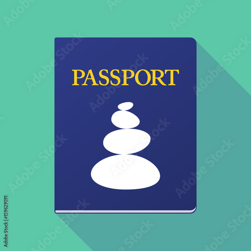 Long shadow passport with  a stacked zen stones