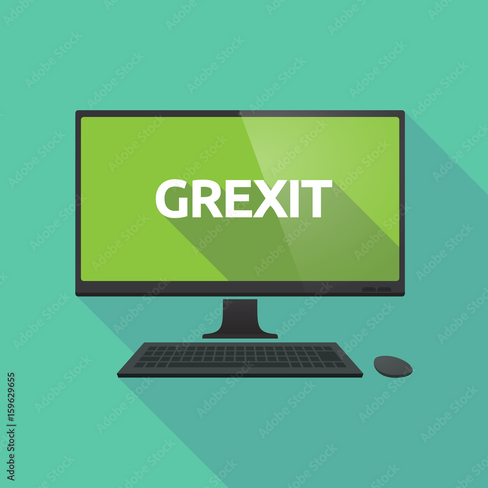 Long shadow computer with the text GREXIT Long shadow computer with the text GREXIT
