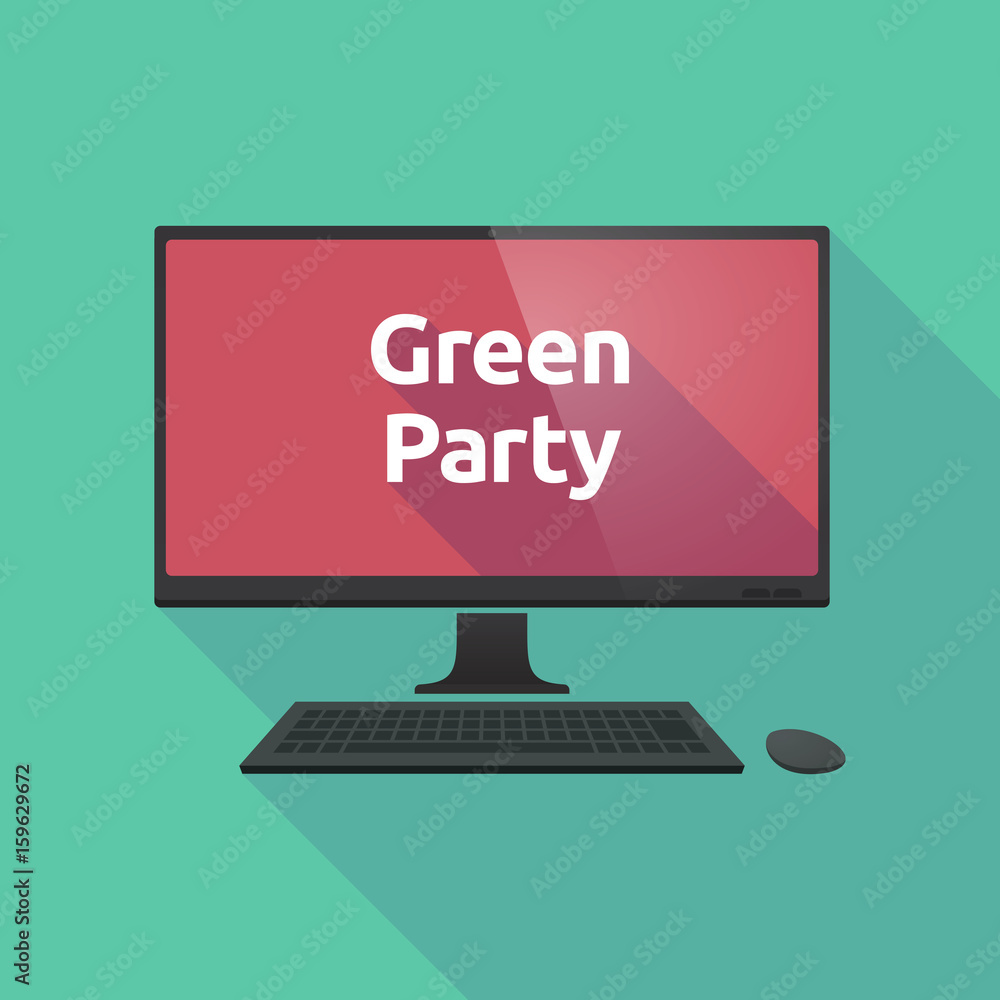 Long shadow computer with the text Green Party Long shadow computer with the text Green Party