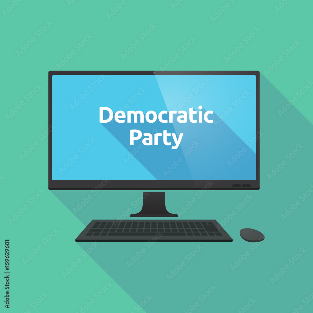 Long shadow computer with the text Democratic Party Long shadow computer with the text Democratic Party