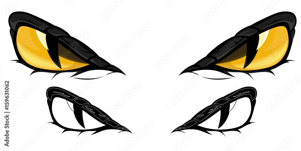 Naklejka premium ilustracja wektorowa zły wąż żółty oczy