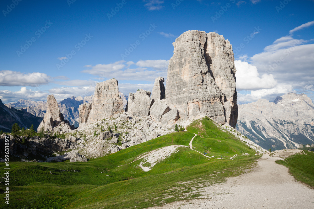Summer alpine mountain rocky hills panorama