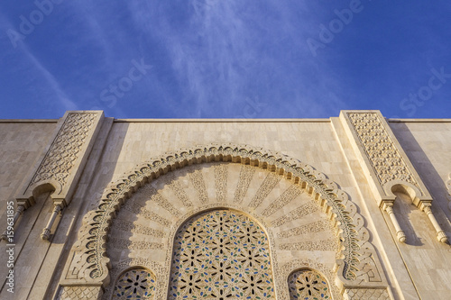 Grande Mosque Hassan II  architectural detail  in Casablanca.