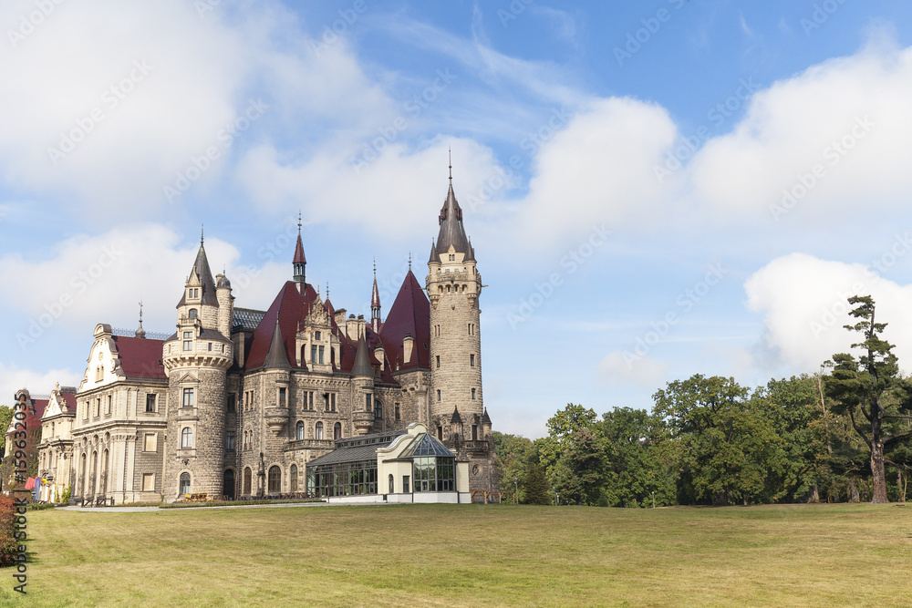 Fototapeta premium 17th century Moszna Castle in sunny day, autumn, Upper Silesia, Poland