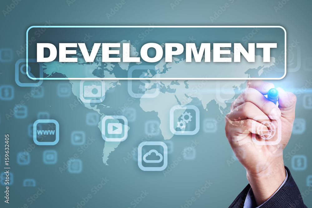 Development concept on virtual screen. Software. Personal. Development concept on virtual screen. Software. Personal.