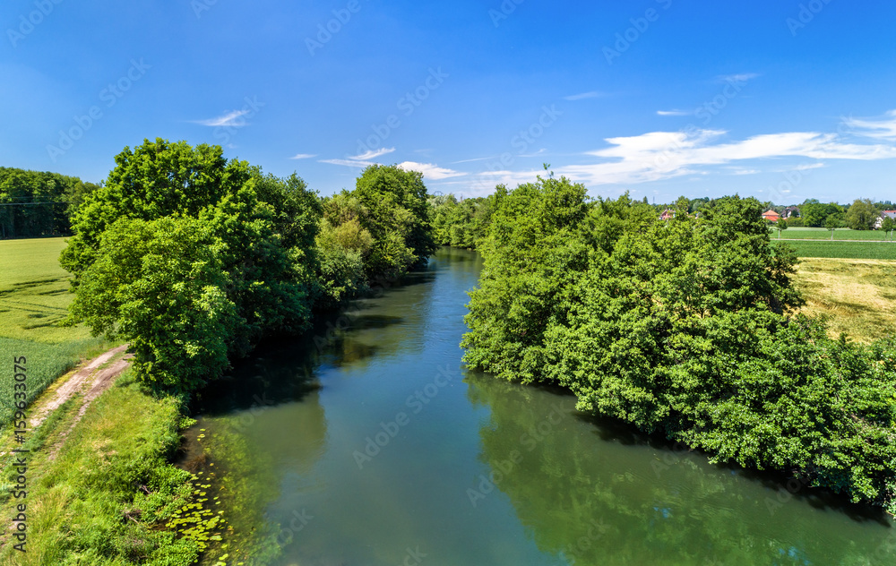 The Ill river between Fegersheim and Eschau near Strasbourg - Grand Est, France
