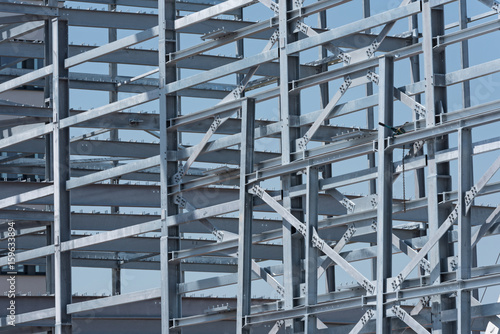 Steel construction of an industrial building under construction