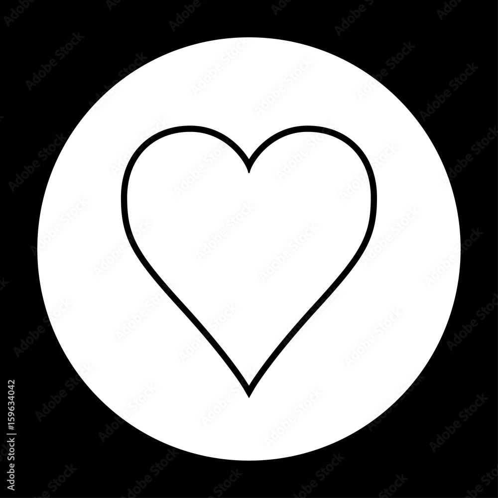 Heart icon black and white vector illustration Heart icon black and white vector illustration