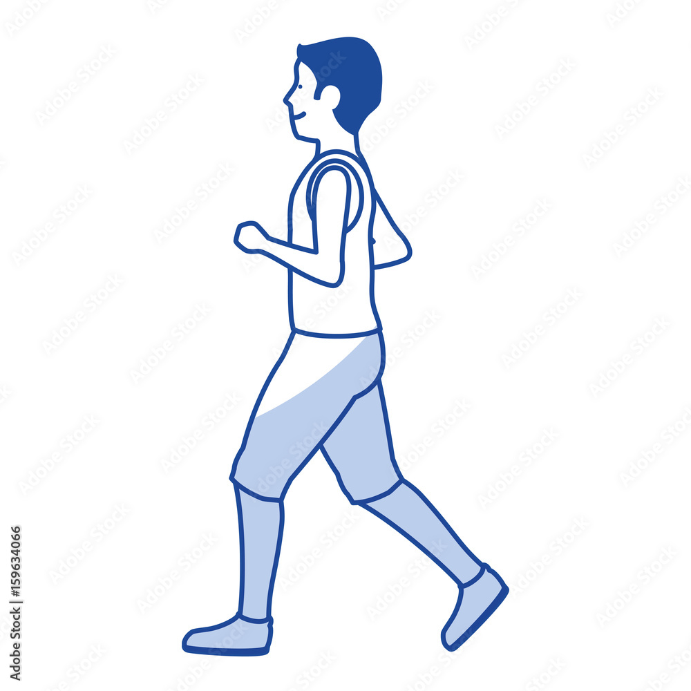 athletic man running character icon vector illustration design