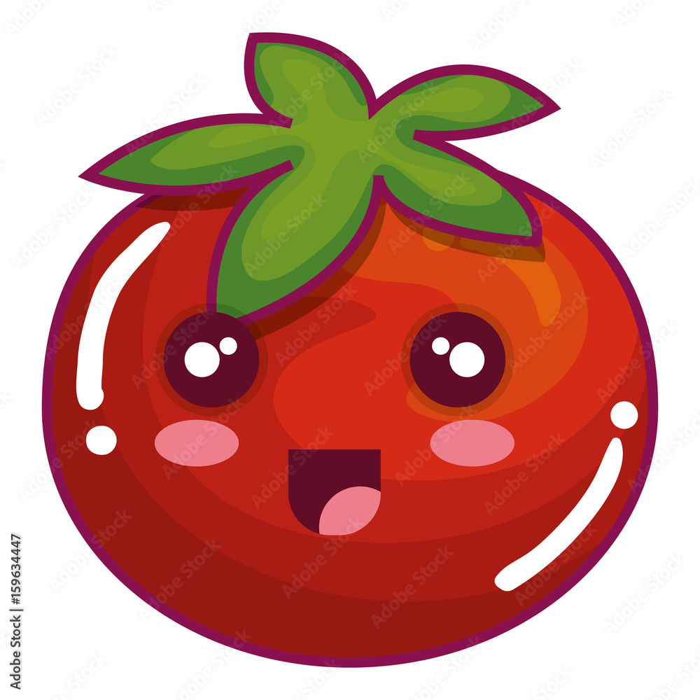tomato fresh vegetable kawaii character vector illustration design