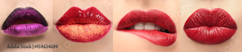 Photo Women with different colors of lips, closeup