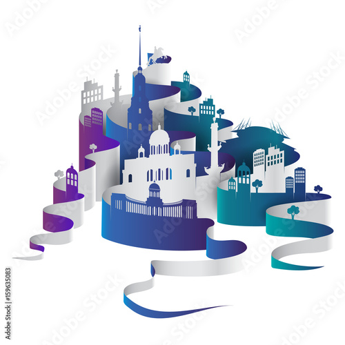 Saint-Petersburg vector cityscape. Vector monuments set for travel infographics. Use this vector illustration for design your website or print publications