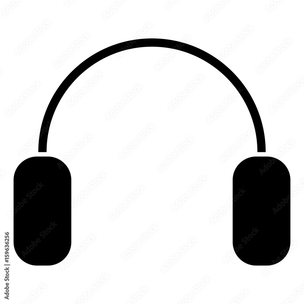 Headphone the black color icon . Headphone the black color icon .