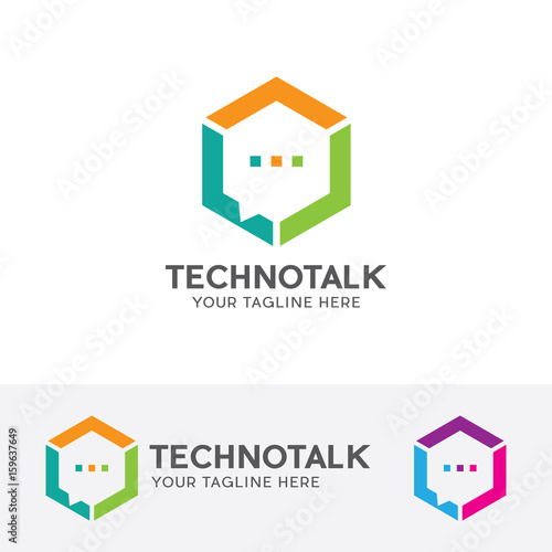 technology talk logo, forum, group, vector logo template.