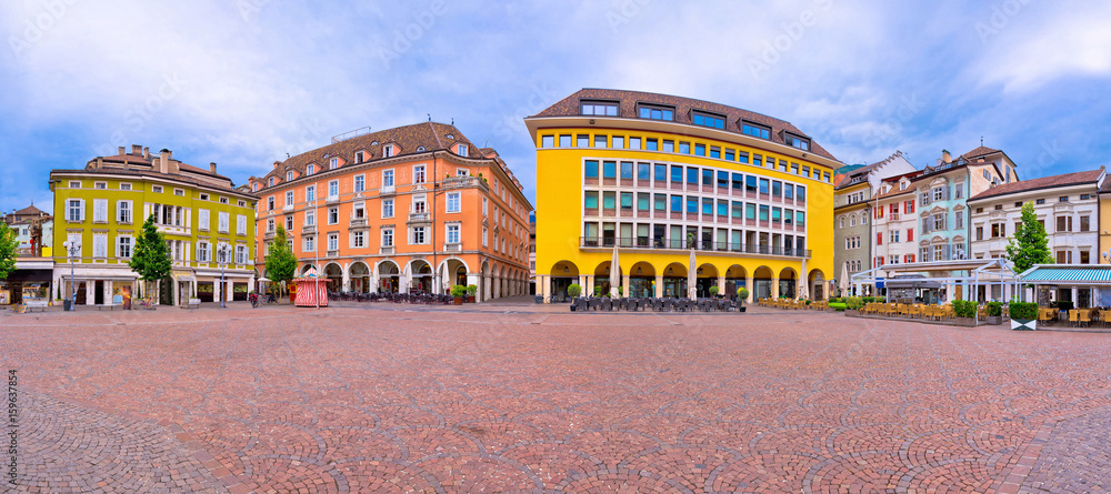 Bolzano main square Waltherplatz panoramic view
