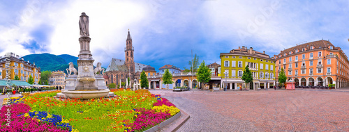 Bolzano main square Waltherplatz panoramic view photo