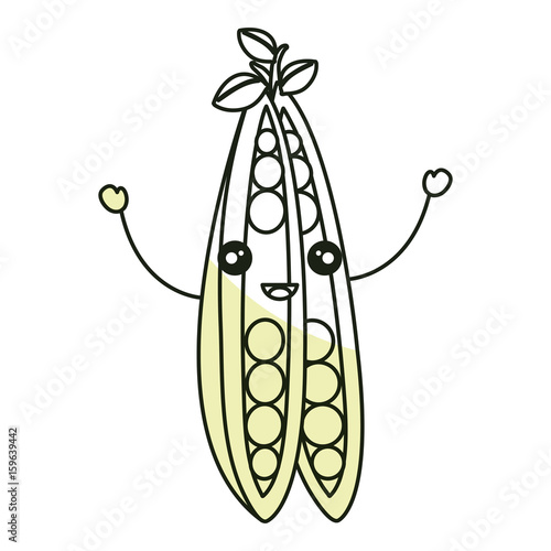 string bean fresh vegetable kawaii character vector illustration design © Gstudio