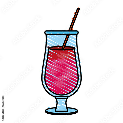 Refreshing liquor cocktail illustration icon vector graphic design scribble