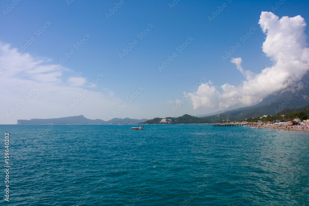 the beach on the Mediterranean coast in Turkey the beach on the Mediterranean coast in Turkey