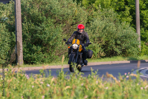 Rider on his street-style motorbike 