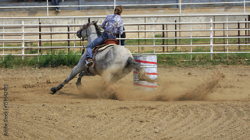 Grey Barrel Horse And Rider