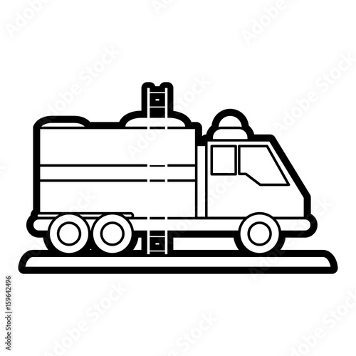 Fire truck puts out fire illustration vector design icon silhouette