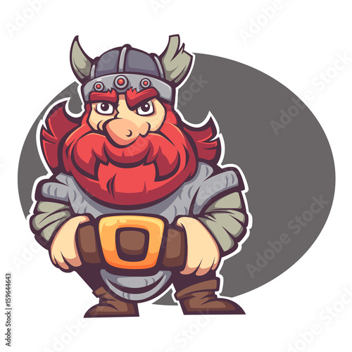 strong hero, vector image of fantasy dwarf or viking for your logo or mascot