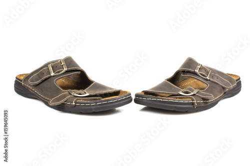 Mens leather Slippers urban style isolated on white background