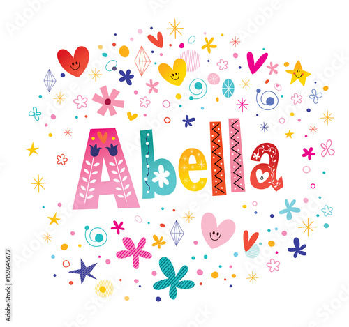 Abella girls name decorative lettering type design