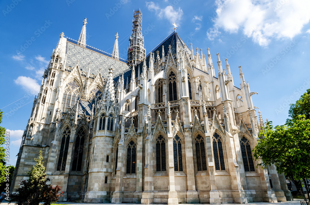 Exterior view of the famous neo gothic Votivkirche (Votive Church) in
