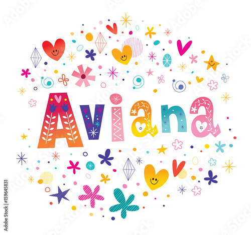 Aviana girls name decorative lettering type design