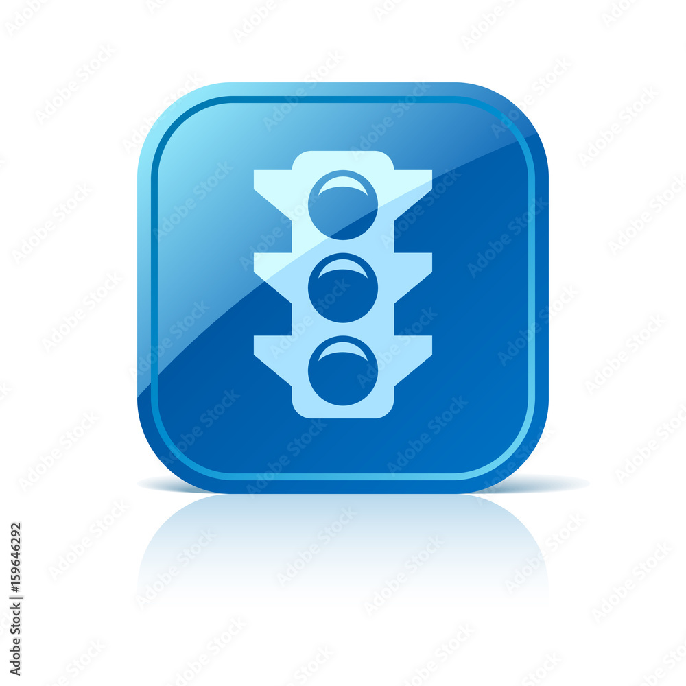 Traffic light icon on blue web button Traffic light icon on blue web button