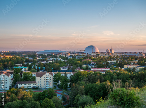 Foto Panoramic view of Globen and Nya Söderstadion in south of Stockholm