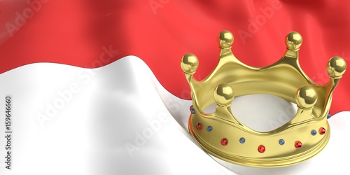 Golden crown on Monaco flag.3d illustration photo