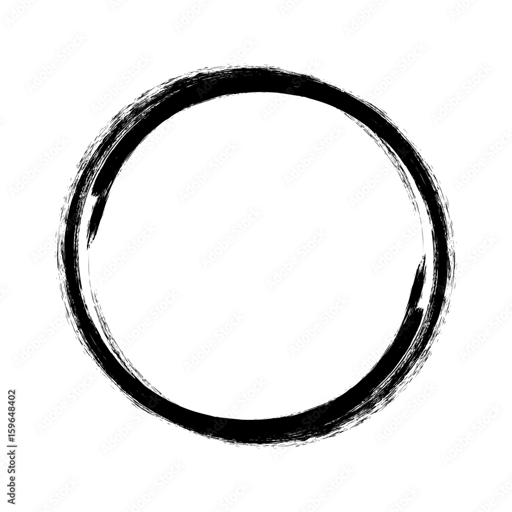 Vector black circle painted with a brush - obrazy, fototapety, plakaty 