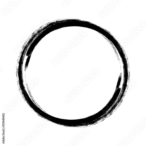 Vector black circle painted with a brush
