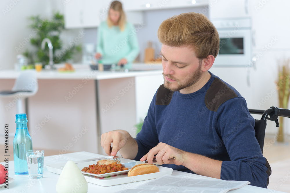 eating lunch at home