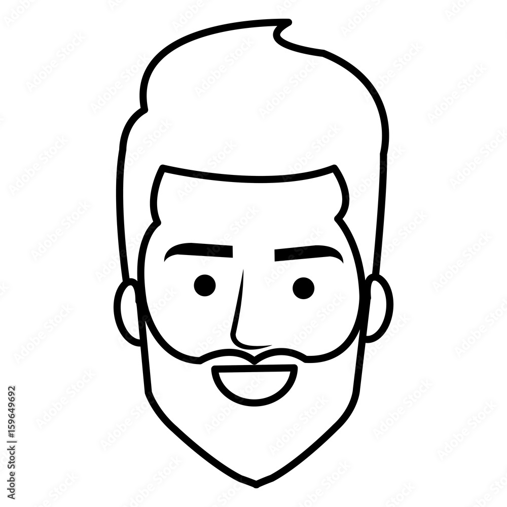 young man head with beard avatar character vector illustration design