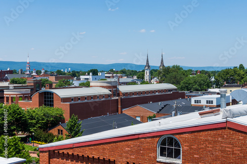 Aerial of Downtown Frederick and Carrol Creek Promenade in Frederick, Maryland photo