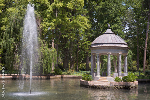 Chinesque pond in public garden of Prince park, Aranjuez, Madrid, spain.