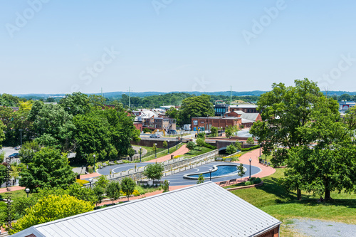 Aerial of Downtown Frederick and Carrol Creek Promenade in Frederick, Maryland photo