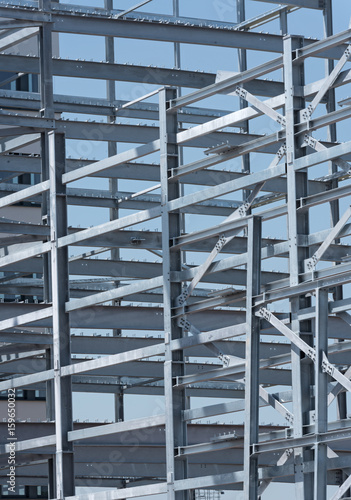 Steel construction of an industrial building under construction